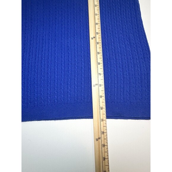 Lauren Ralph Lauren Blue Cable Knit Preppy V-Neck Sweater Women's SMALL - Picture 10 of 12